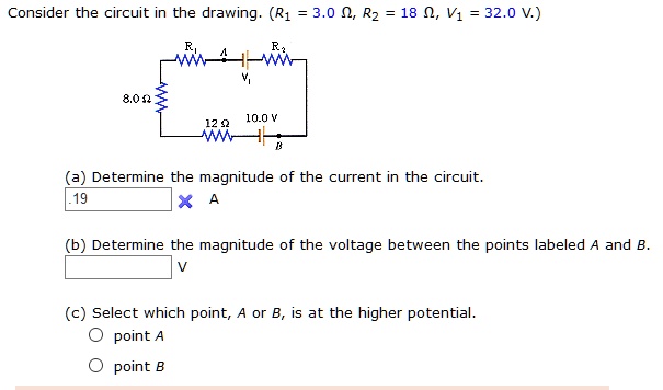 SOLVED: Consider the circuit in the drawing (R1 3.0 0, R2 18 n, Vi 32.0 ...