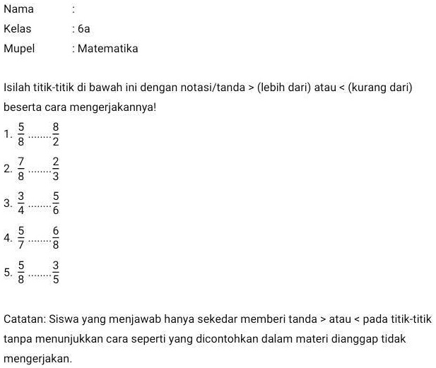 SOLVED: Bantu No 1 Terakhir Plis Pake Cara Sama Kpknya:') Nama Kelas 6a ...