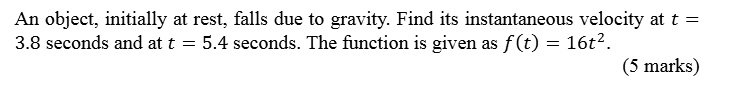an object initially at rest falls due to gravity find its instantaneous ...