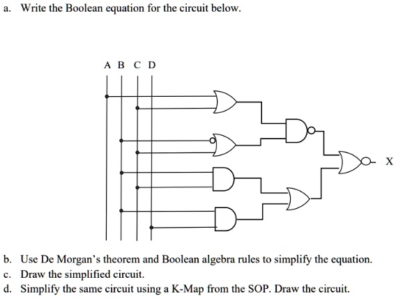 SOLVED: a. Write the Boolean equation for the circuit below. AB CD b ...