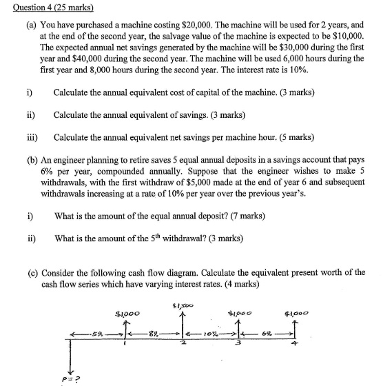 Question 4 25 Marks You Have Purchased A Machine Costing 20000 The ...