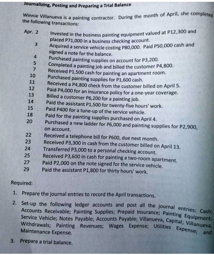 Please help with accounting. Journalizing, Posting, and Preparing a