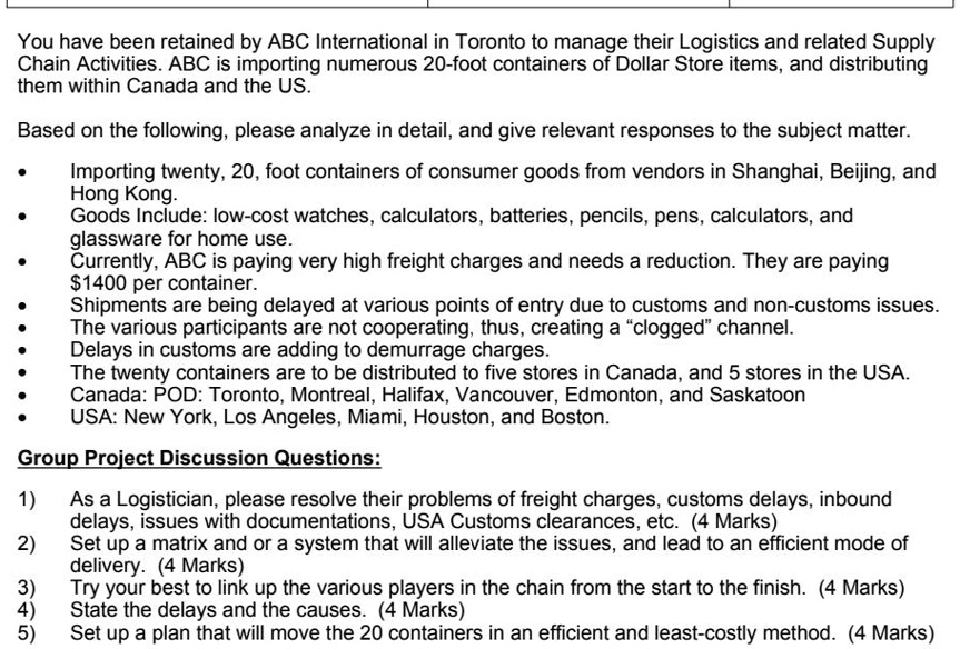 SOLVED You have been retained by ABC International in Toronto to