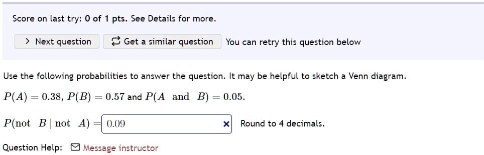 Solved Score on last try: 0 of 1 pts. See Details for more