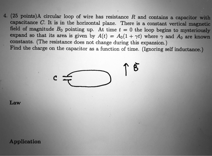 SOLVED: (25 points)A circular loop of wire has resistance R and ...