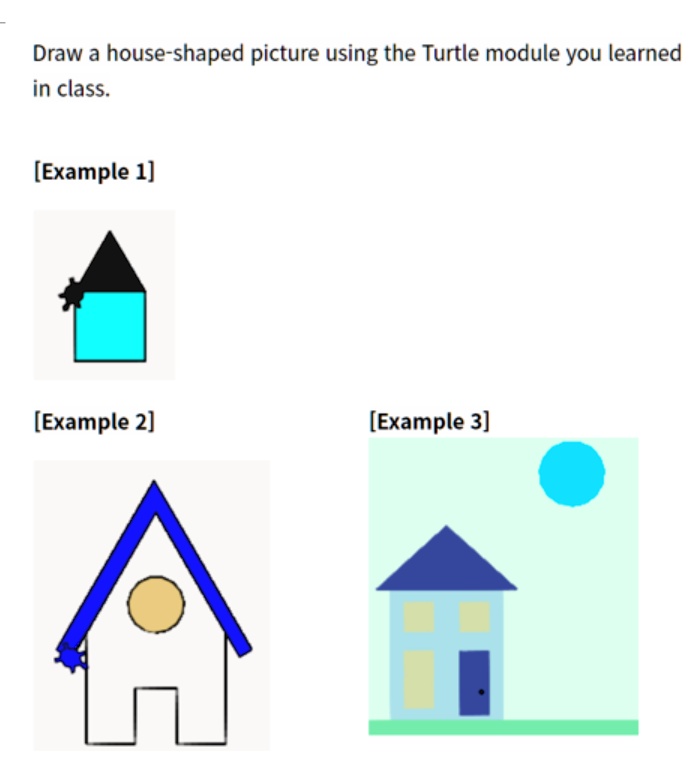 SOLVED: Draw example 1 using python please Draw a house-shaped picture ...
