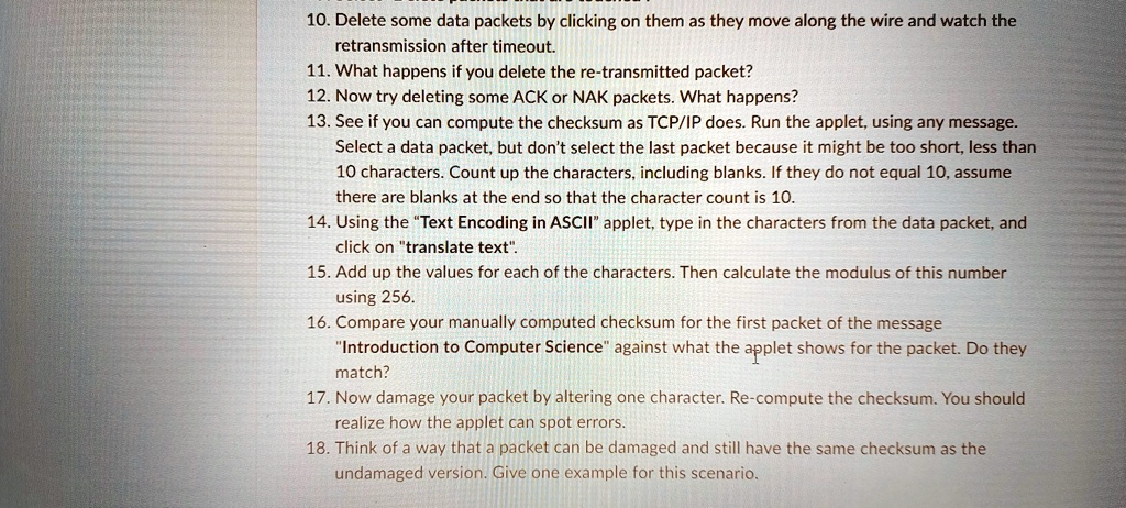 VIDEO solution: 10. Delete some data packets by clicking on them as ...