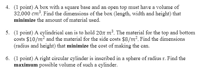 SOLVED: A box with a square base and an open top must have a volume of ...
