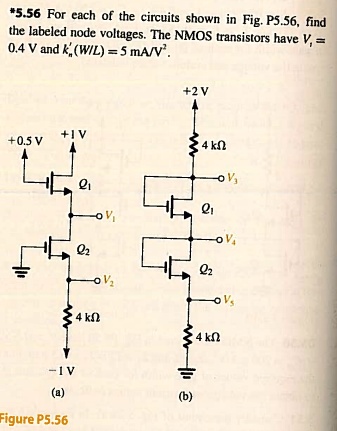 Nmos Labelled *5.56 For each of the circuits shown in Fig. P5.56, find the...