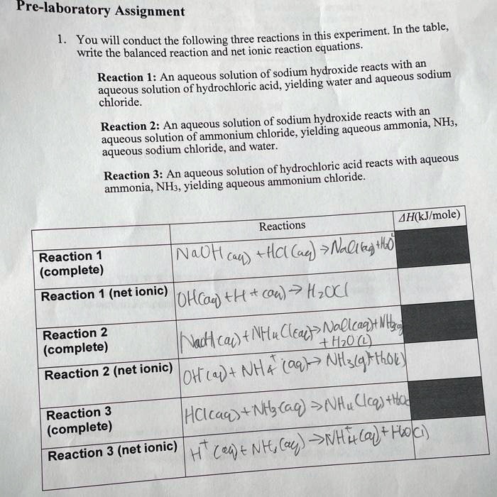 SOLVED Prelaboratory Assignment In the table You will conduct the