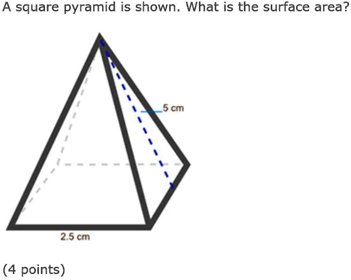 a square pyramid is shown what is the surface area a square based ...