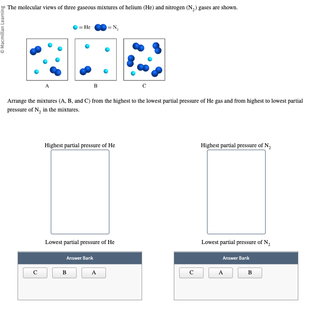 The molecular views of three gaseous mixtures of helium (He) and ...