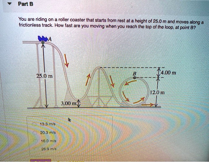 You are riding on a roller coaster that starts from rest at a height of ...