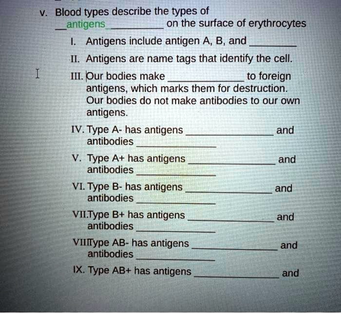 SOLVED Blood types describe the types of antigens on the surface of erythrocytes Antigens