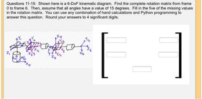 SOLVED: Questions 11-15: Shown here is a 6-DoF kinematic diagram. Find ...