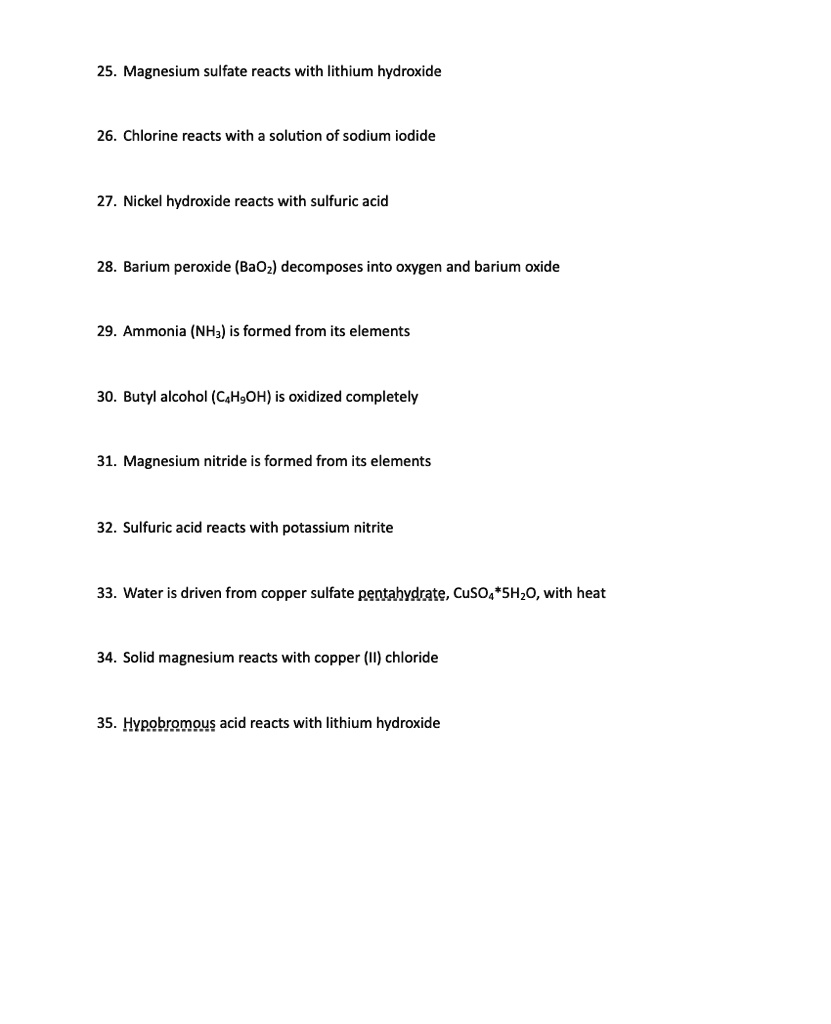 SOLVED Texts 25. Magnesium sulfate reacts with lithium hydroxide. 26