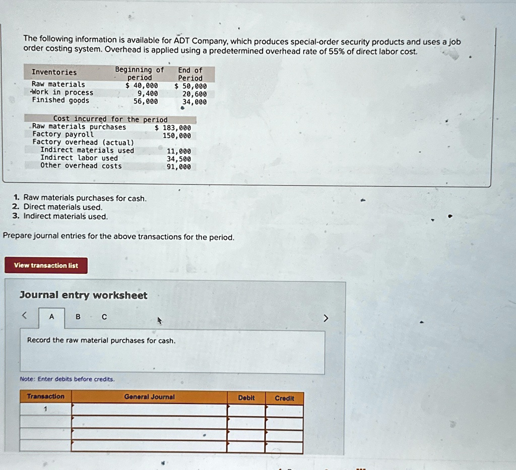 SOLVED: The following information is available for ADT Company, which ...