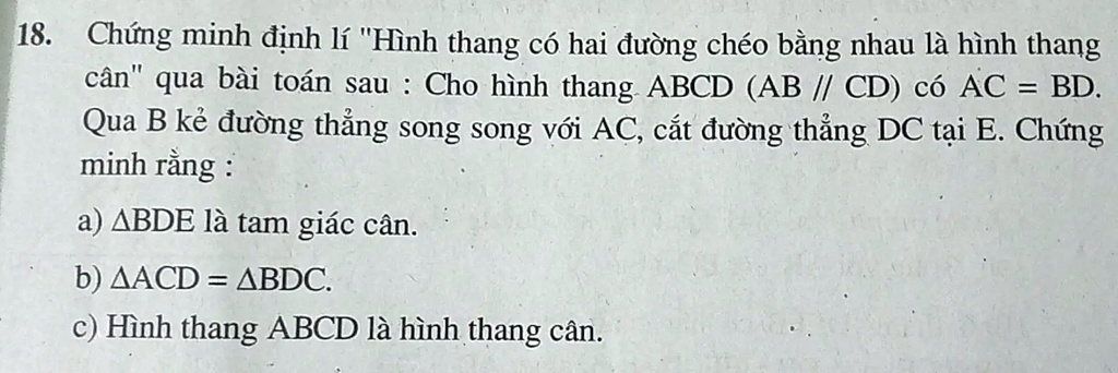 Solved 18 Chá©ng Minh Ä‘á‹nh LÃ­ HÃ¬nh Thang CÃ³ Hai Ä‘Æ°á Ng ChÃ