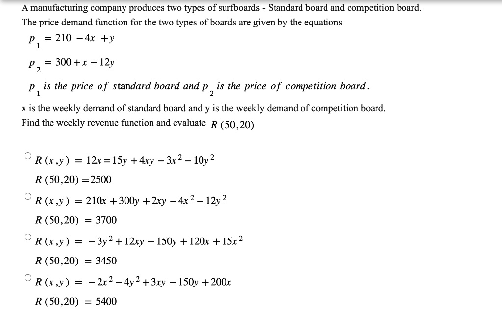 SOLVED A manufacturing company produces two types of surfboards