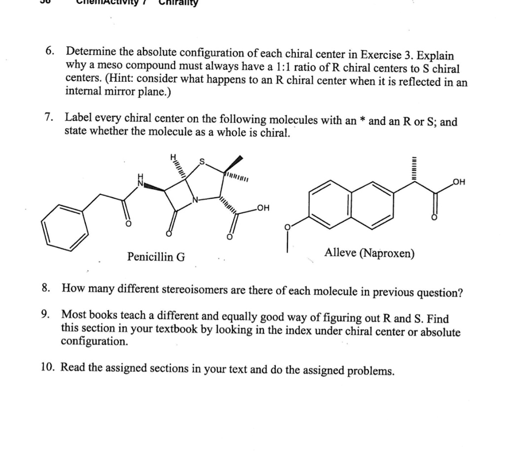 SOLVED: Cnemfcuivily Cmrallty 6. Determine The Absolute Configuration ...