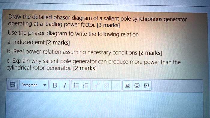 Draw the detailed phasor diagram of a salient pole synchronous ...