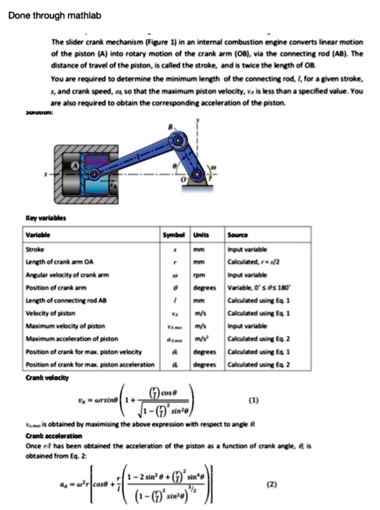 SOLVED: Text: Done through MATLAB. s given as 20 mm. w was 1817 rpm ...