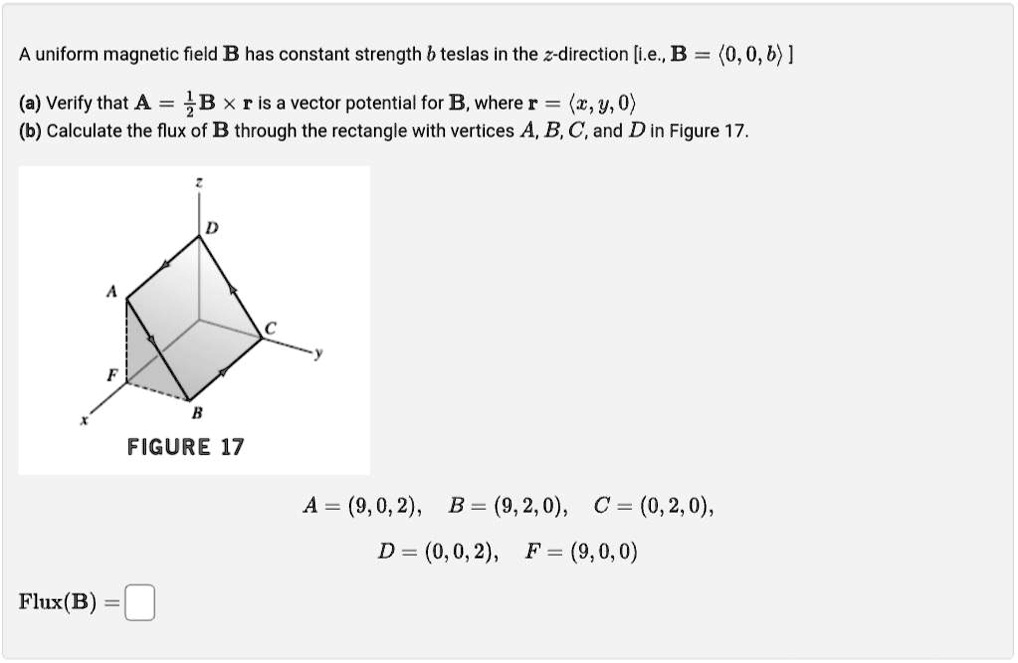 SOLVED: Texts: A Uniform Magnetic Field B Has Constant Strength B ...