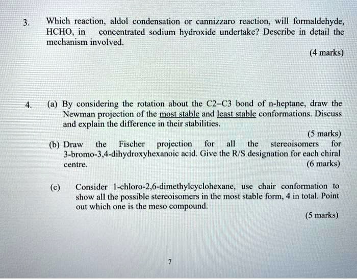 SOLVED Which reaction. aldol condensation or cannizzaro reaction, will