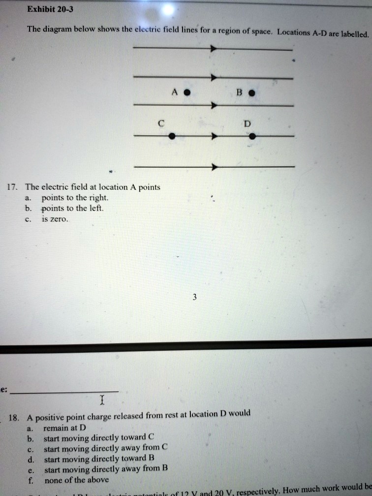 SOLVED: Exhibit 20-3 The diagram below shows the electric field lines ...