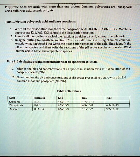Polyprotic Acid Table Polyprotic acids are acids with more than one proton. Common ...