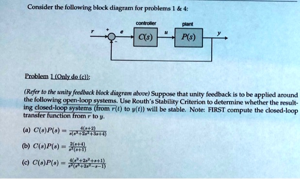 SOLVED: Consider the following block diagram for problems 1 4 ...