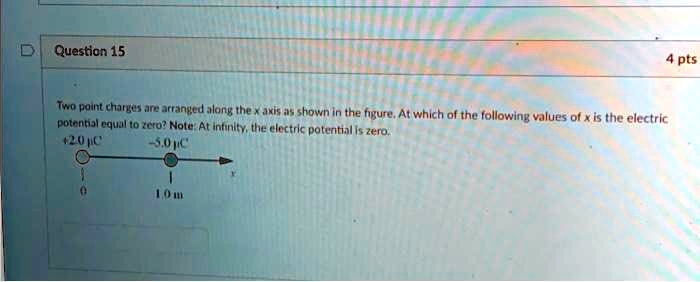 question 15 two point charges are arranged along the x axis as shown in ...