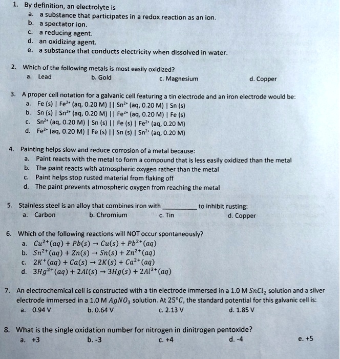 SOLVED By definition, an electrolyte is a substance that participates