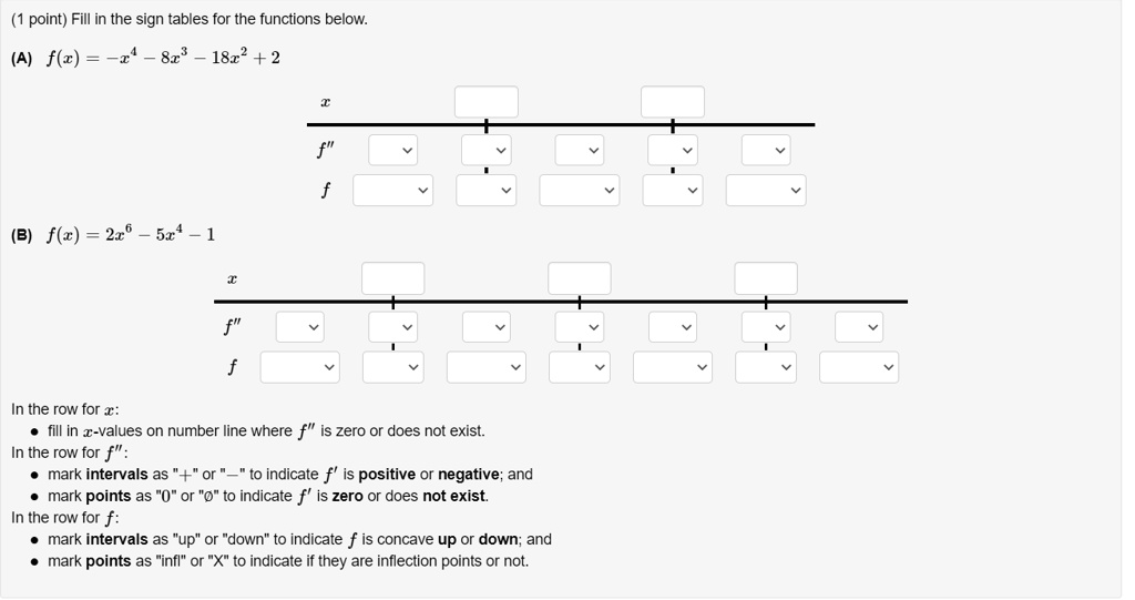 Point) Fill in the sign tables for the functions belo… SolvedLib