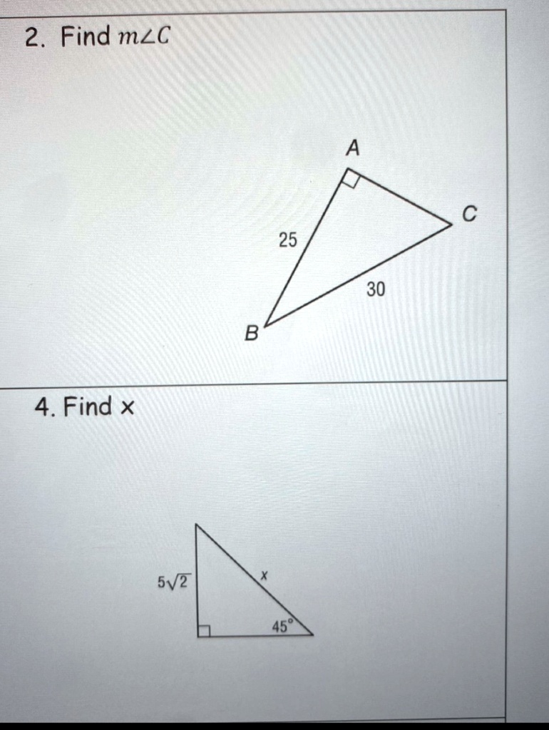 can you please show the work in how to do it i cannot figure out how to do these 2 find mlc a 25 30 b 4 find x sv2 45 13565