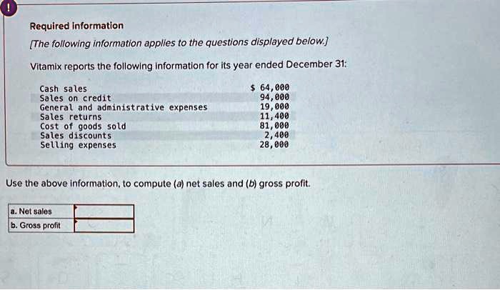 For The Year Ended December 31 SOLVED: Required information [The following information applies to the