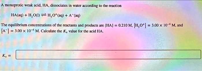 SOLVED: a = [A][HO+]/[HA]
