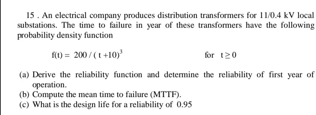 SOLVED: 15 An electrical company produces distribution transformers for ...