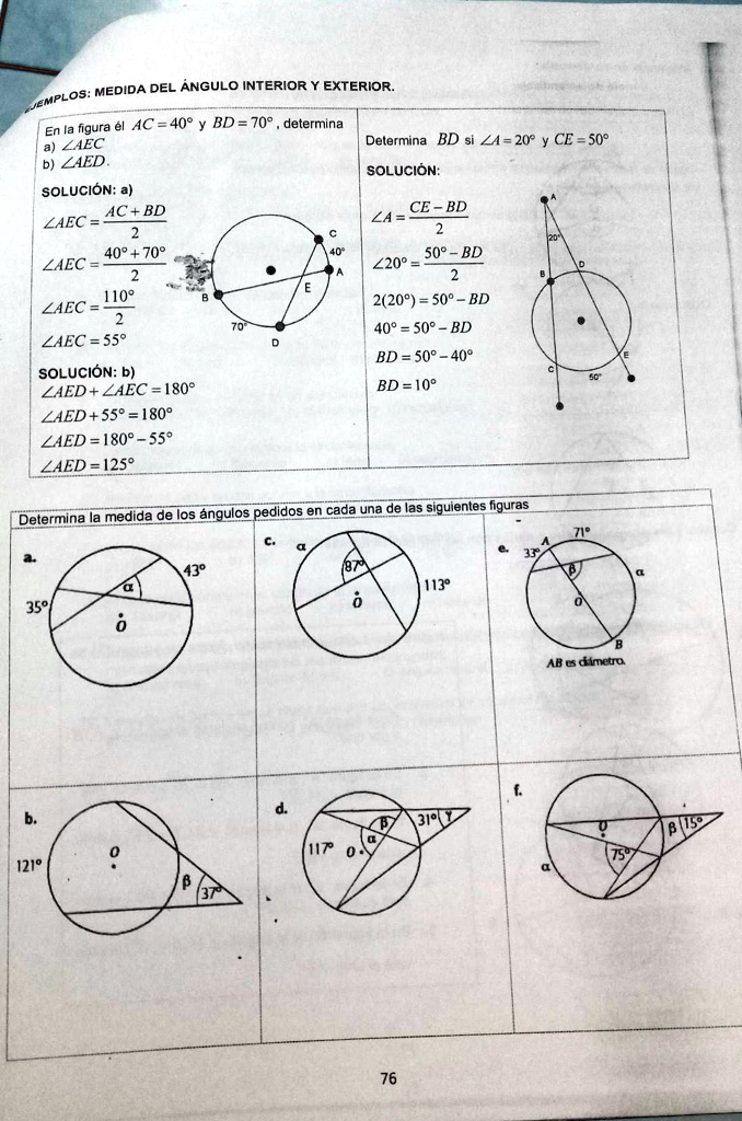 SOLVED: Ayuda con estos ejercicios. Determina la medida de los ángulos ...