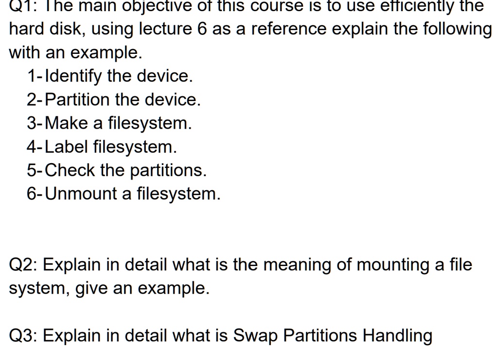 SOLVED Texts Terminology Guide Hard Disk Using Lecture 6 as a