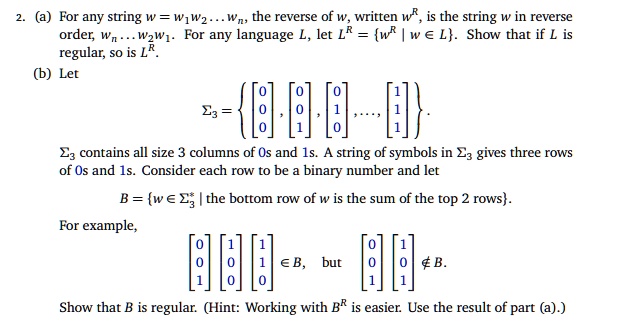 SOLVED Solve b please. For any string w W1W2 Wn the reverse