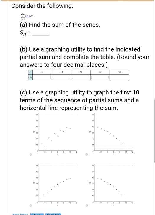 Consider the following. ∑n=1^∞ 6(0.9)^n-1 (a) Find the sum...