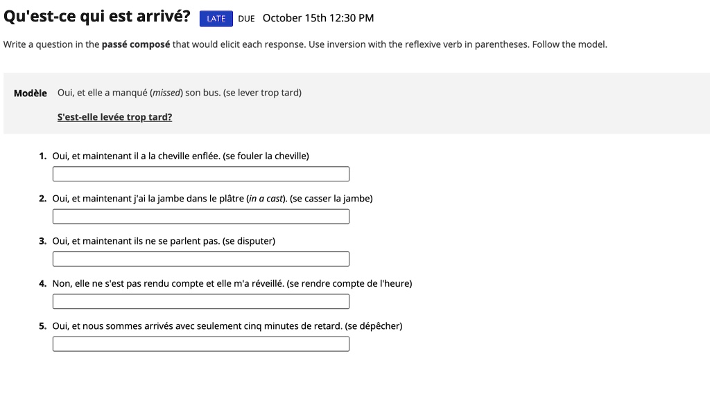 SOLVED Thank you for any help. Qu est ce qui est arriv LATE