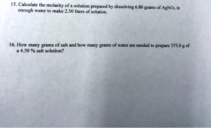 calculate the molarity of a solution prepared by dissolving 6.80 grams