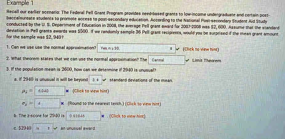 Example 1 Recall our earlier scenario: The Federal Pell Grant 