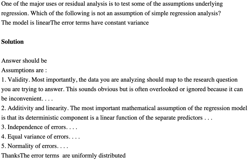 Solved In regression analysis, which of the following is NOT