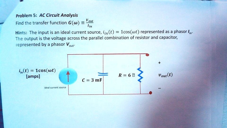 SOLVED: Problem 5: AC Circuit Analysis - Vout Find the transfer ...