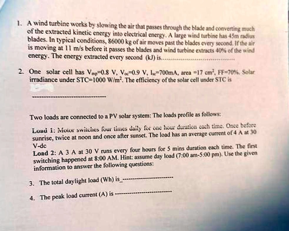 SOLVED: Texts: I. A wind turbine works by slowing the air that passes ...