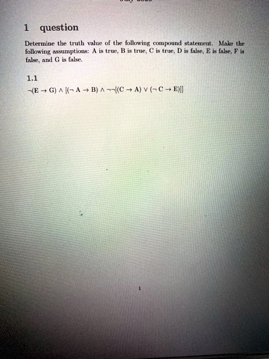 Solved Question Determine The Truth Value Of The Following Compound Sheuuc Make The Following Umptions A Is Ttuc B Is Ine Cis Ic Dis False E Is Falsef Is Iale And A Solved Question Determine The Truth Value Of The Following Compound Sheuuc Make The Following Umptions A Is Ttuc B Is Ine Cis Ic Dis False E Is Falsef Is Iale And A