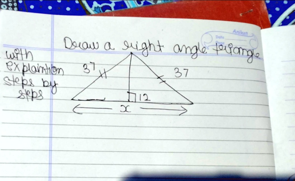 draw a right angle triangle with explanation step by step for class 7